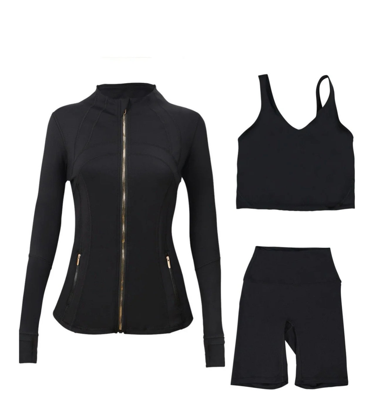 Lulu Black/Gold Short 3 Piece Set