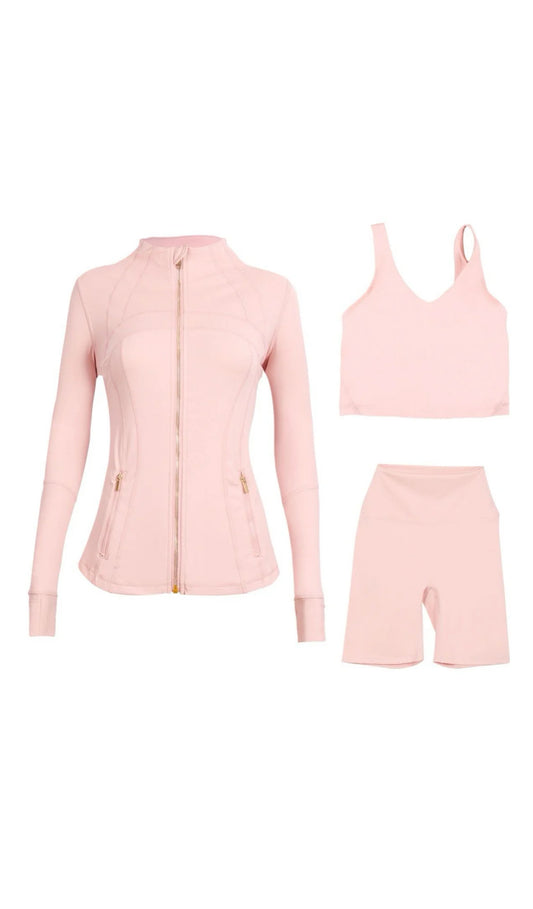 Lulu Pink/Gold Short 3 Piece Set